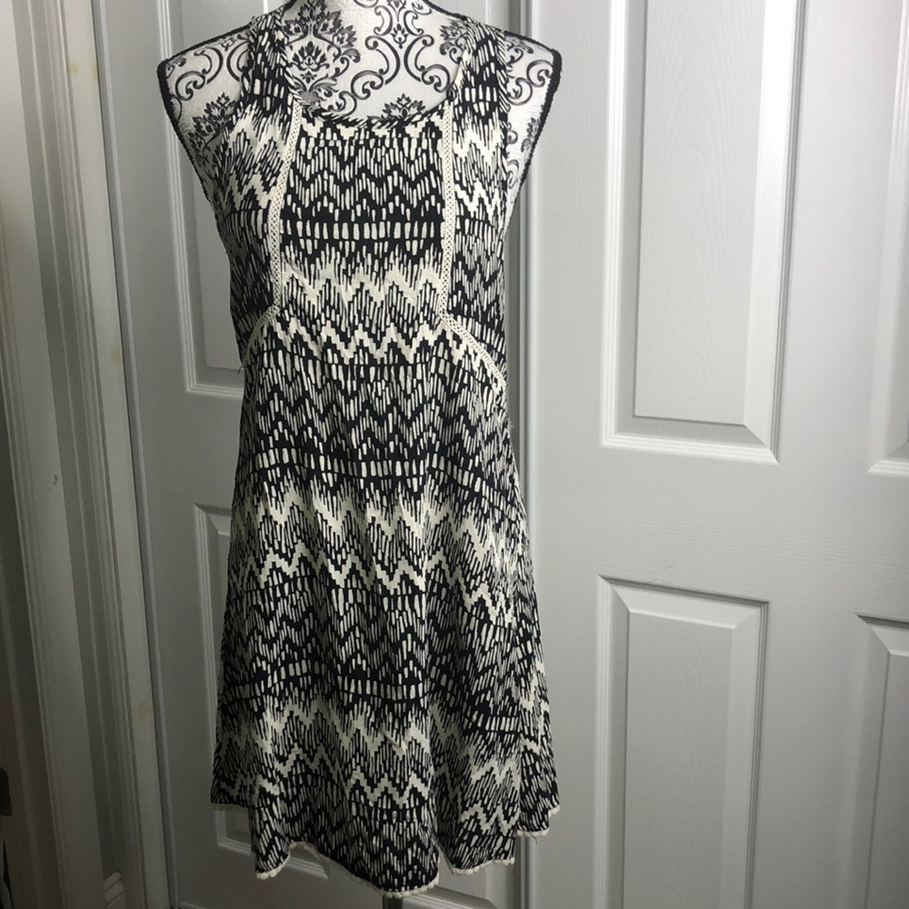 Lorimer Black White Aztec Print Strappy Dress‎ S